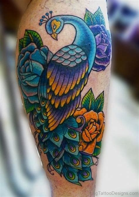 49 Stunning Peacock Tattoos On Thigh Leg Tattoo Designs