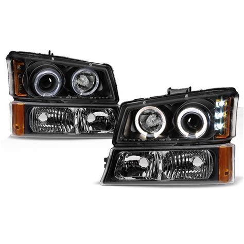 Chevy Silverado Halo Projector Headlights Black