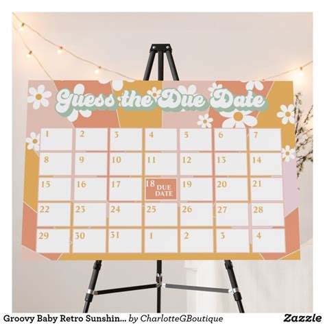 Groovy Baby Retro Sunshine Baby Shower Due Date Foam Board Zazzle