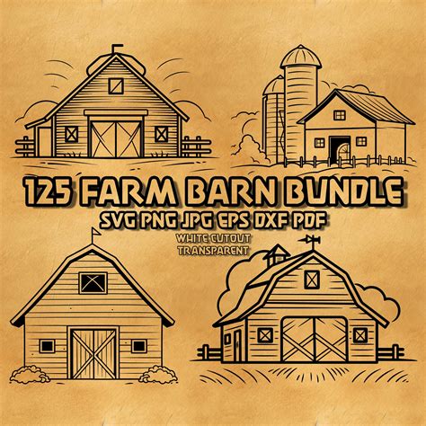 Barn Svg Bundle Farm Barn Svg Rustic Barn Svg Bundle Barn Vector