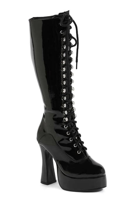 Black Lace Knee High Women's Boots