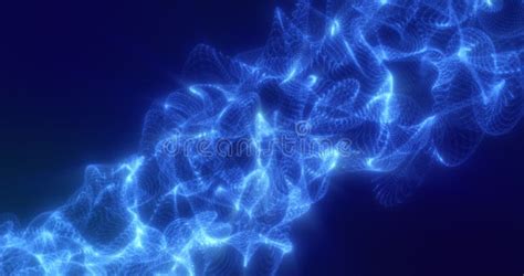 Abstract Blue Energy Waves From Futuristic Hi Tech Mesh Particles