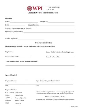 Fillable Online Graduate Course Substitution Form Fax Email Print