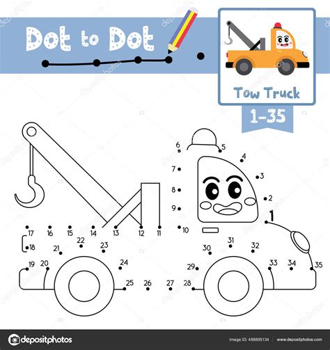 Dot Dot Educational Game Coloring Book Cute Tow Truck Cartoon Stock Vector Image By ©natchapohn