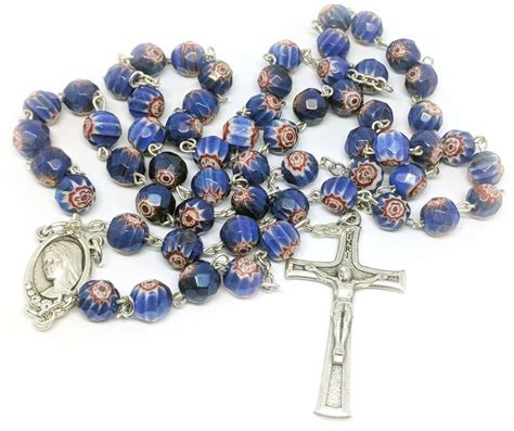 Blue Crystal Rosary Murano Glass Rosaries Catholic Christian Etsy