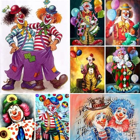 Diy D Diamond Embroidery Cartoon Clowns Full Square Round Diamond