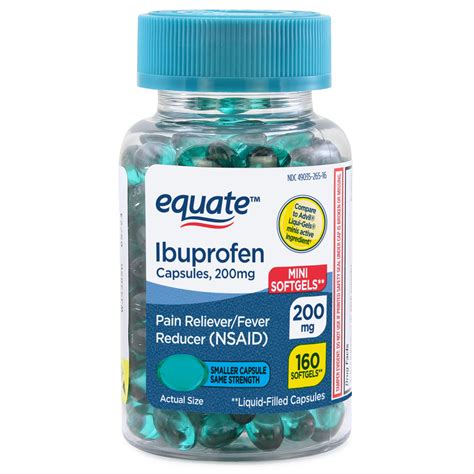 Equate Ibuprofen Pain Relieverfever Reducer Coated Tablets 200mg 100