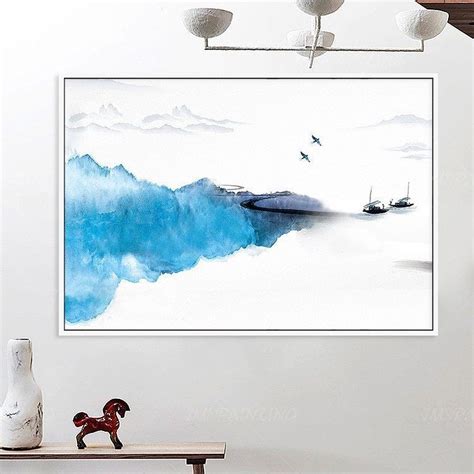 Water Color Mountains Art Original Abstract Acrylic Paintings On Canvas