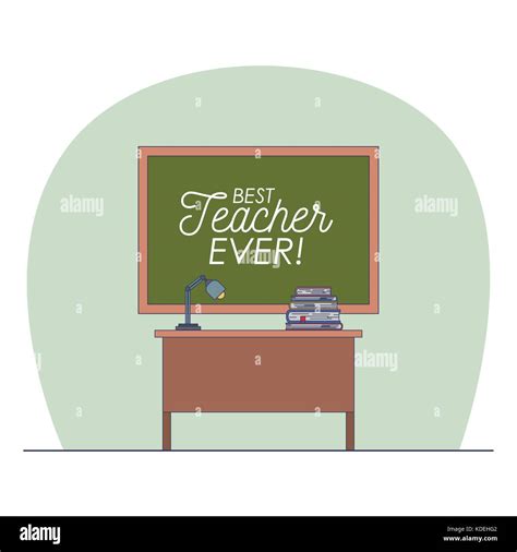 Classroom With Chalkboard With Text Of Best Teacher Ever Stock Vector