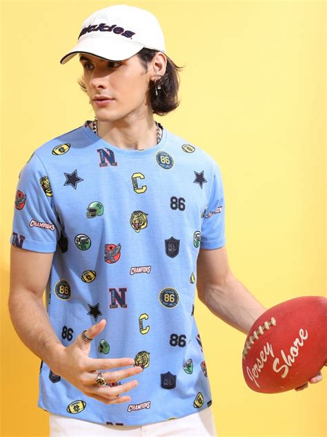 Buy Ketch Blue Printed Round Neck T Shirt For Men Online At Rs Ketch