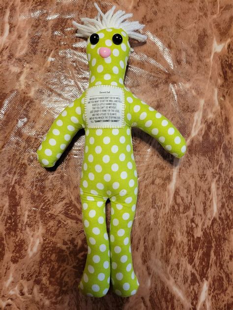 Dammit Dang It Voodoo Good Karma Or Fuck It Lime Green And White Polka Dot Doll Non Hodgkin