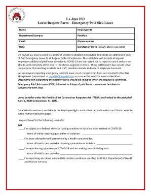 Fillable Online La Joya Isd Leave Request Form Emergency Paid Sick