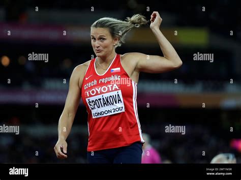 Czech Republics Barbora Spotakova Celebrates After Winning The Gold