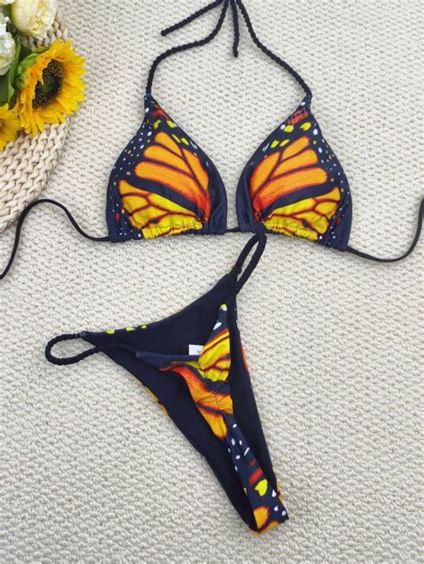 New Arrival Tied Bikini Butterfly Design Tankini Two Piece Swimsuit Sexy European Style