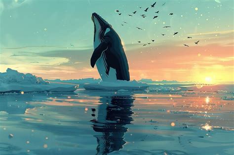 Premium Photo Illustration Of Penguins And Whales