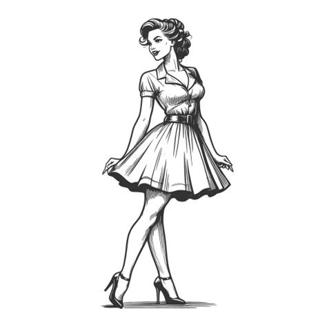 Pin Up Girls Black And White Vector Images Over 2600