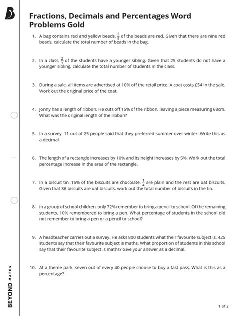 Solving Word Problems Involving Fractions Decimals And