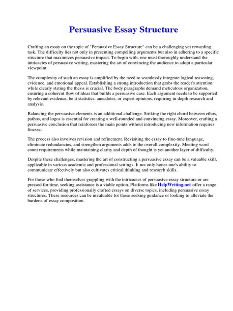 Persuasive Essay Structure | PDF | Fluoride | Essays