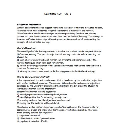 Learning Contract Template