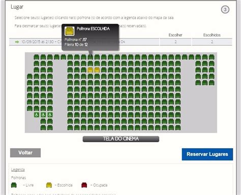 cadeiras numeradas ingressos do cinema já são vendidos pela web