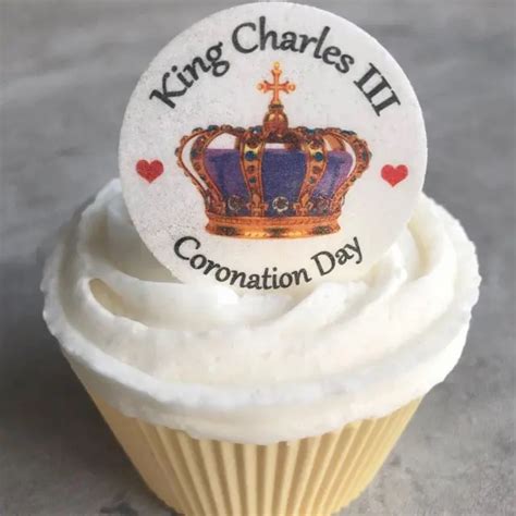 Precut Coronation Day King Charles Edible Wafer Paper Cupcake Cake Bun