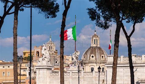 Italian Flags Stock Photo Image Of Flagpoles Nation 244425542