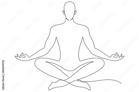 Continuous One Line Art Drawing Of Man Doing Exercise In Yoga Pose