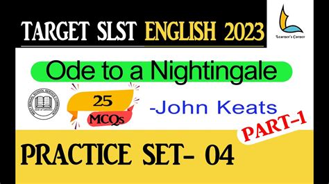 Ode To A Nightingale John Keats Important MCQs SLST English MCQ