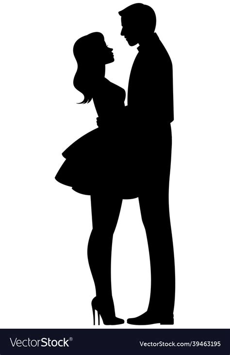 Loving Couple Man And Woman Hugging Silhouette Vector Image