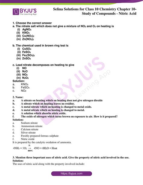 Selina Solutions Class 10 Concise Chemistry Chapter Class 10 Study Of