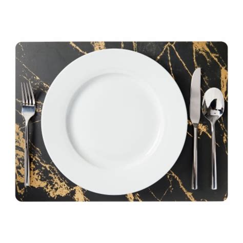 Set Of Black Marble Cork Backed Placemats For Dining Table X