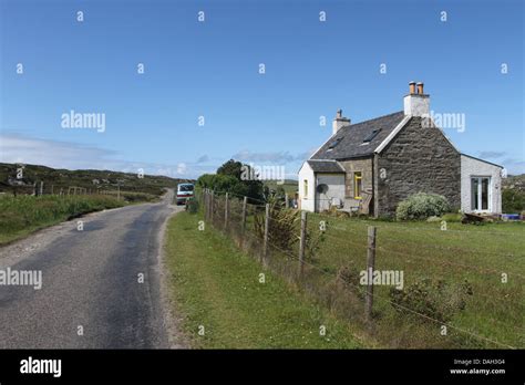 Isolated House Isle Of Coll Scotland July 2013 Stock Photo Alamy