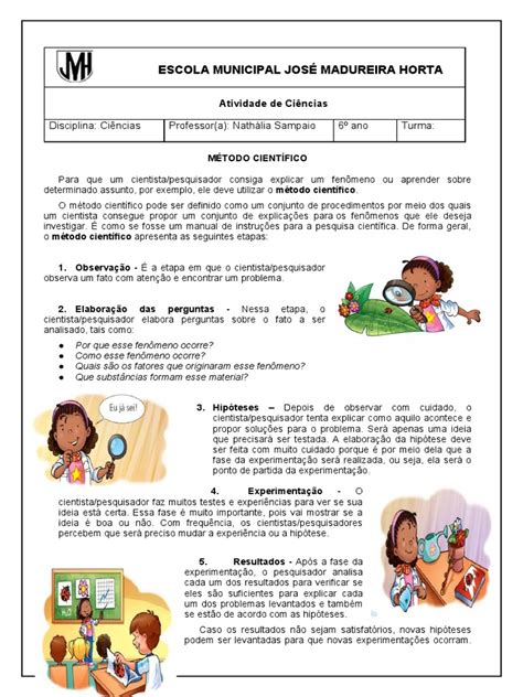 Exercícios Sobre Método Científico 6 Ano - Exercícios sobre Método Científico 6º Ano | PDF | Science | Método ...
