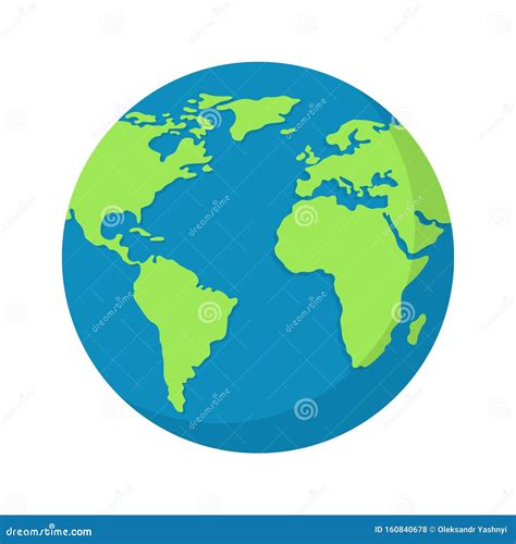 Earth Globe Isolated on White Background. World Map. Earth Icon. Clean and Modern Vector ...