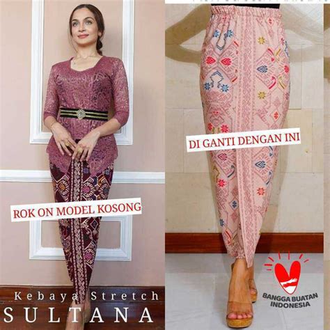 Jual Setelan Kebaya Brokat Stretch Sultana Bali Dan Rok Kamen Moscreft