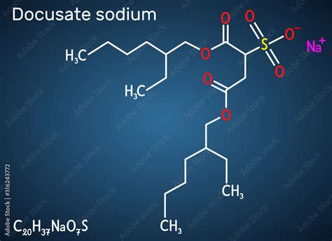 Docusate Dioctyl Sulfosuccinate Docusate Sodium C20h37nao7s Molecule Is A Stool Softener For