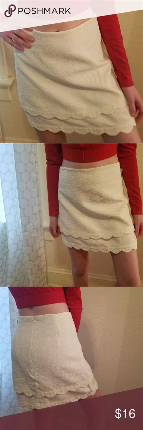 Topshop White Skirt Cute White Topshop Skirt Scalloped Hem Lined