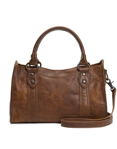 Frye Melissa Zip Satchel Leather Handbag Dark Brown Nellis Auction