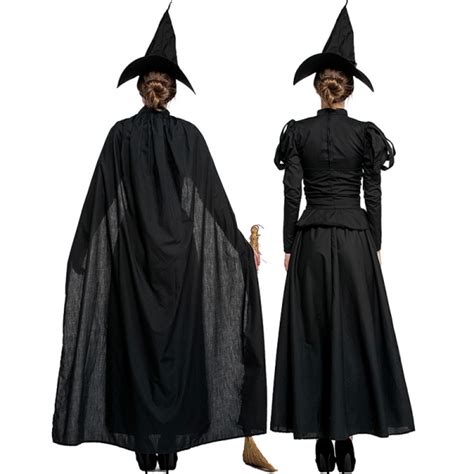 Costume Sorciere Avec Cape Et Chapeau Deguisement Halloween Femme