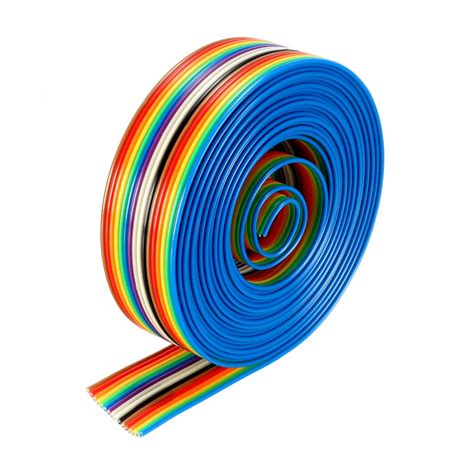 Uxcell Flat Ribbon Cable 16p Rainbow Idc Wire 127mm Pitch