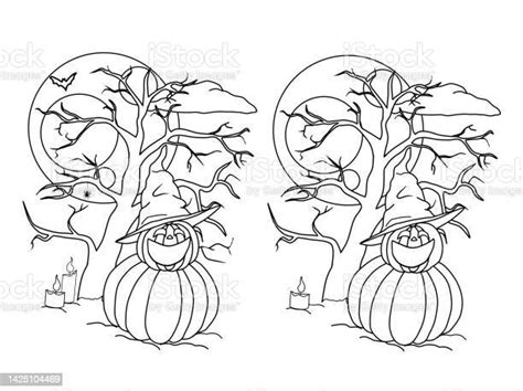 Coloriages Dhalloween Pour Les Enfants Repérez Les Différences Vecteurs