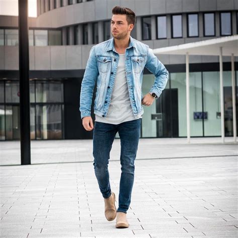 Arriba 77 Imagen Light Denim Jacket Outfit Mens Abzlocal Mx