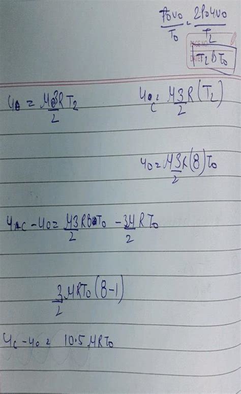 One Mole Of An Ideal Monoatomic Gas Initial Temperature To Is Made To