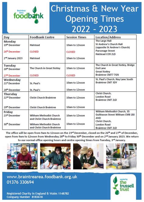Christmas And New Year Opening Times 2022 23 Braintree Area Foodbank