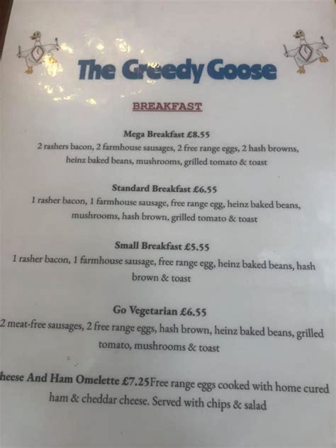 As Requested Our Breakfast Menu The Greedy Goose Bristol