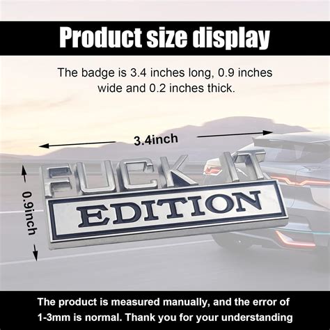 2 calcomanías de emblema de edición Fuck IT calcomanía de repuesto para placa de guardabarros