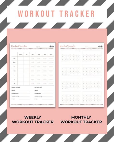 Workout Tracker Printable Fitness Tracker Printable Fitness Tracker