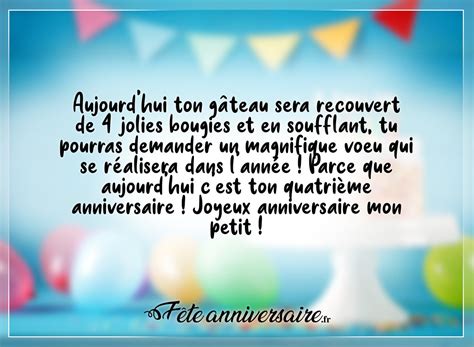 Message Et Texte D Anniversaire Pour Un Enfant De 4 Ans