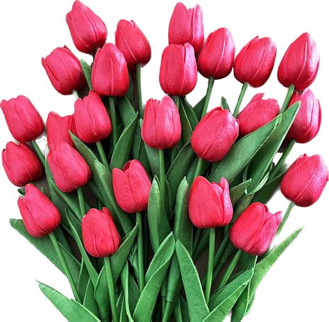 Pcs Artificial Flowers Fake Tulip Stems Real Touch Pu Tulips For