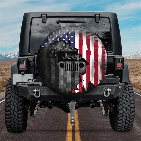 Jeep American Flag Spare Tire Cover Vintage Jeep Spare Tire Etsy